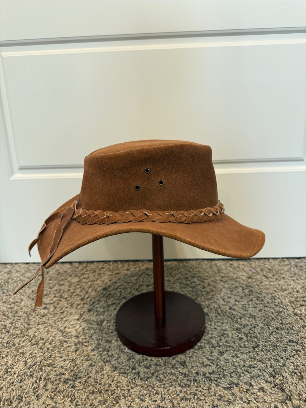 BRANDSLOCK Cowboy Hat Genuine Leather Aussie Style Cowboy Western Down Under Hat